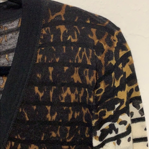 EUC Tory Burch Striped Animal Print Cardigan sz S - Picture 5 of 10